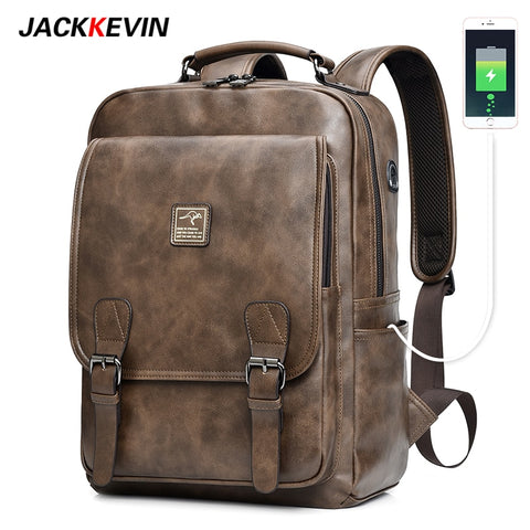 Men's Retro Leather Laptop Backpack