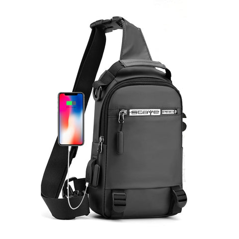 Multi-functional Outdoor Single-shoulder Crossbody Bag Waterproof Backpack Adjustable Straps New Men's USB Charging Chest Bag