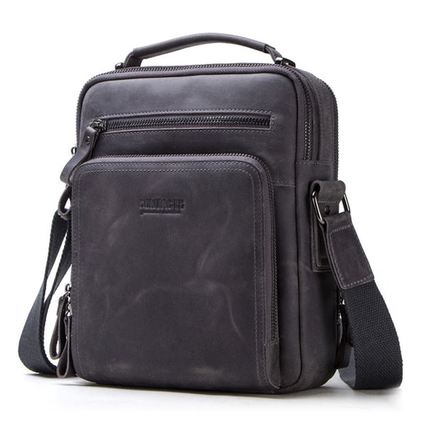 CONTACT'S Men's Shoulder Bag Vintage Genuine leather Messenger Bags New Male Crossbody Bags Big Capacity Man's Handbag Sling Bag