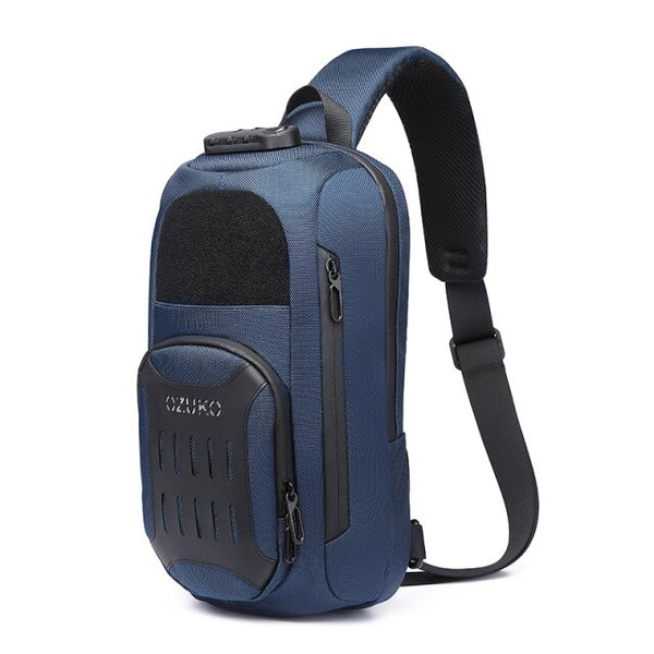 OZUKO Multifunction Men Chest Bag Anti Theft Shoulder Bags Male USB Charging Sling Messenger Bag Travel Waterproof Crossbody Bag