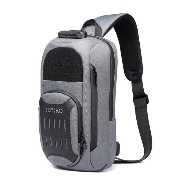OZUKO Multifunction Men Chest Bag Anti Theft Shoulder Bags Male USB Charging Sling Messenger Bag Travel Waterproof Crossbody Bag