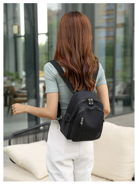 Soild Color Designer Ladies Backpack With Double Zips